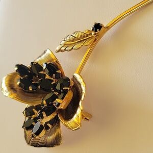 MCM Floral Rhinestone Brooch